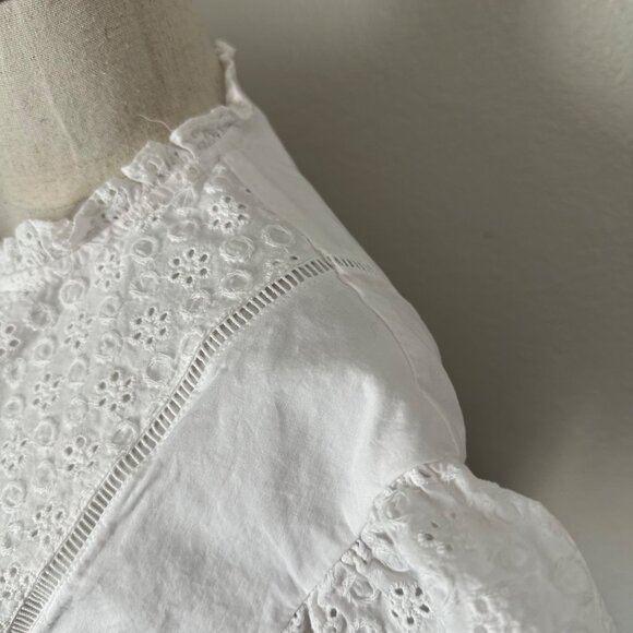 1. State White Eyelet Lace Crop Blouse With Flutter Sleeves Lightweight Minimali - Picture 6 of 12